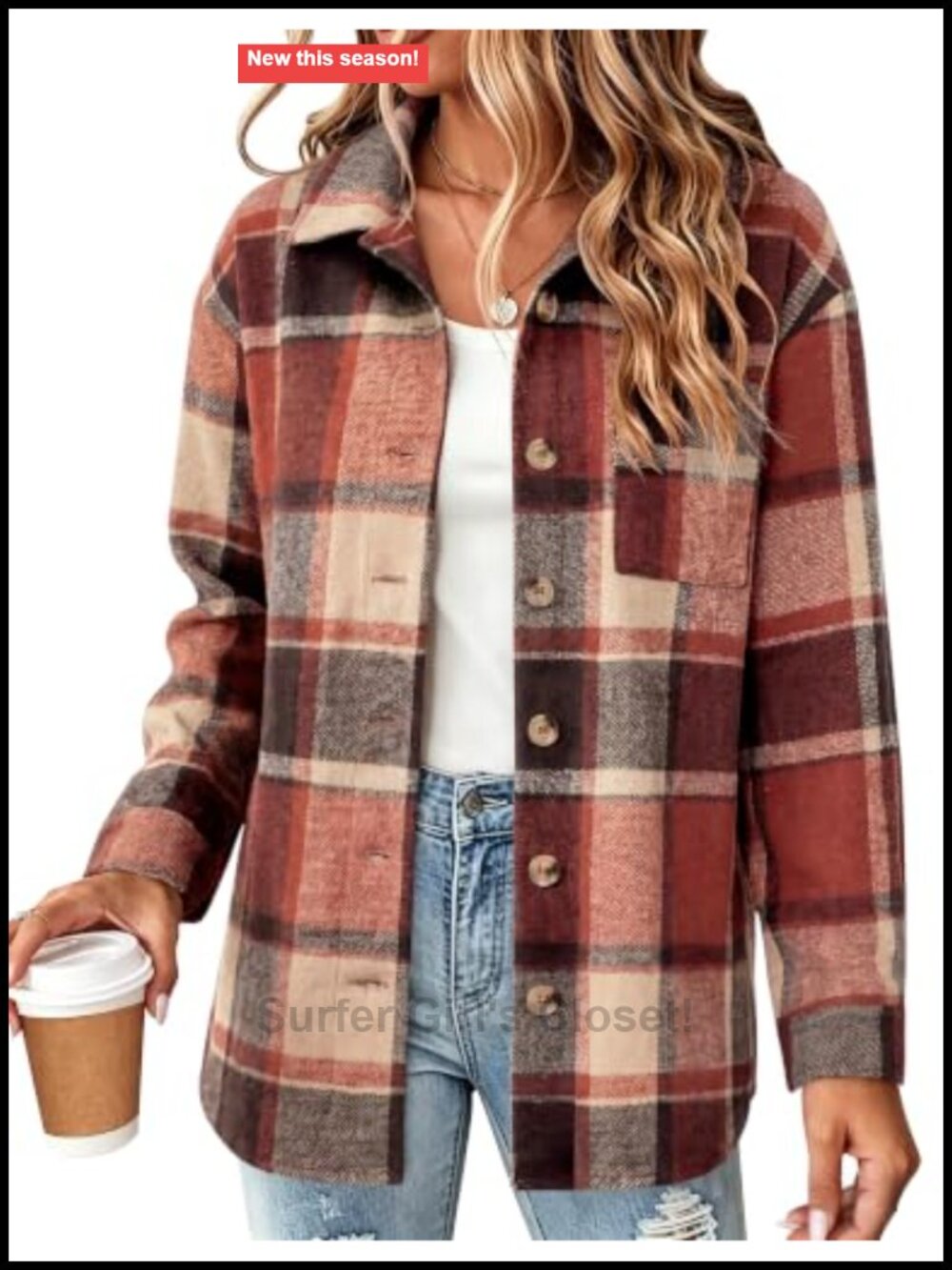 Zeagoo Flannel Shacket Plaid Button Down Long Sleeve Shirt